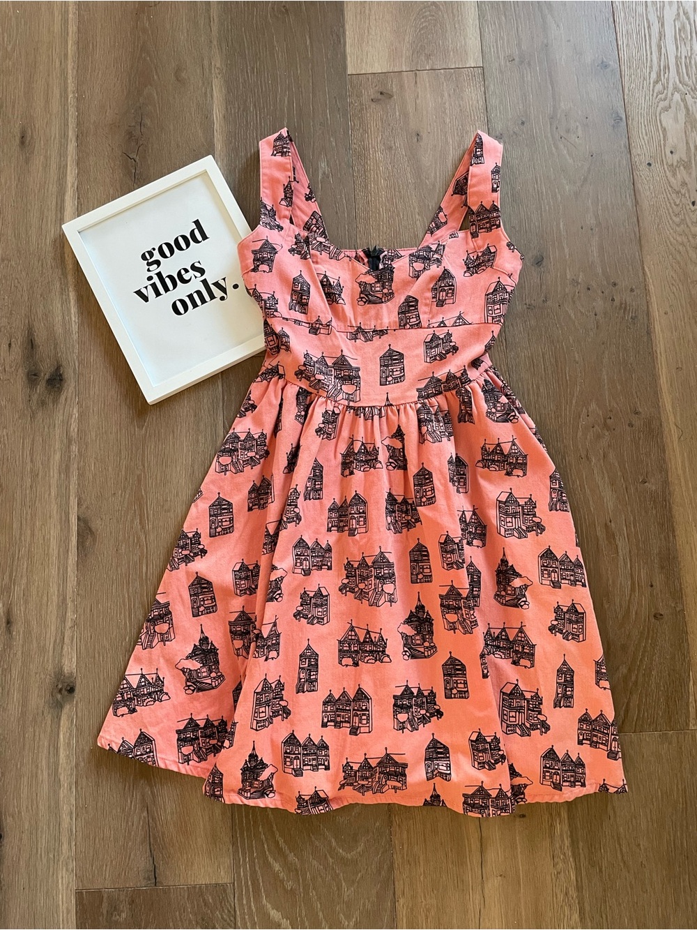 Nooworks Coral Pink Printed Fit & Flare Sundress